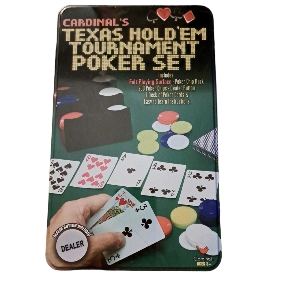 Texas Hold'em Tournament Poker Set - NWOT - Tin Case - Contents Sealed